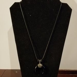 Gemstone And Pave Crystal Horn Necklace